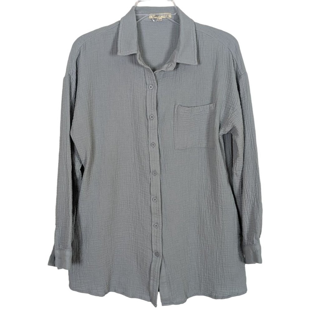 Camille & Co. long sleeve soft cotton crinkle material‎ button up blouse S/M